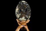 Septarian Dragon Egg Geode - Black Crystals #78546-1